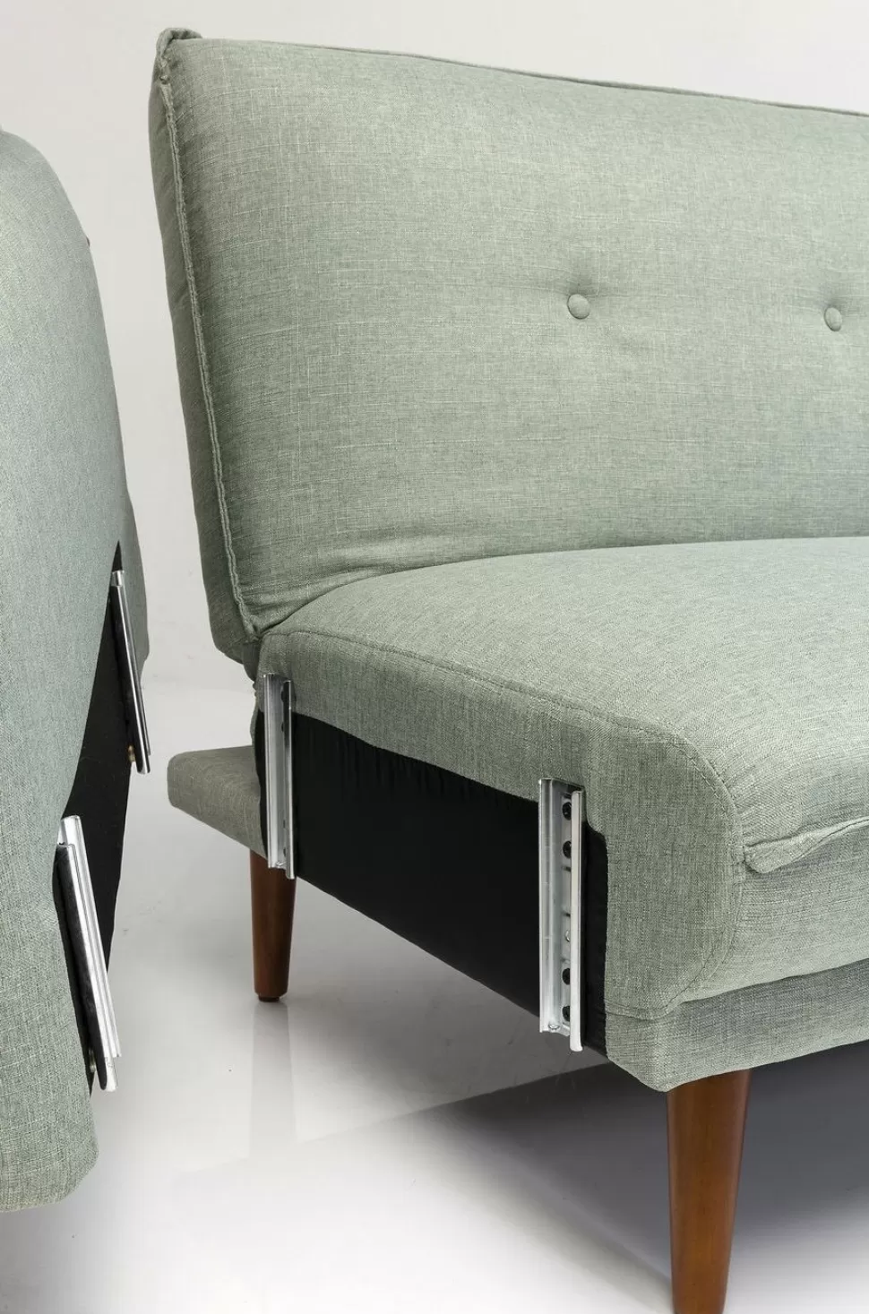 Sofy-KARE Design Sofa Rozkładana Z Podłokietnikami 222x86 Cm Jasnozielona Na Brązowych Nóżkach