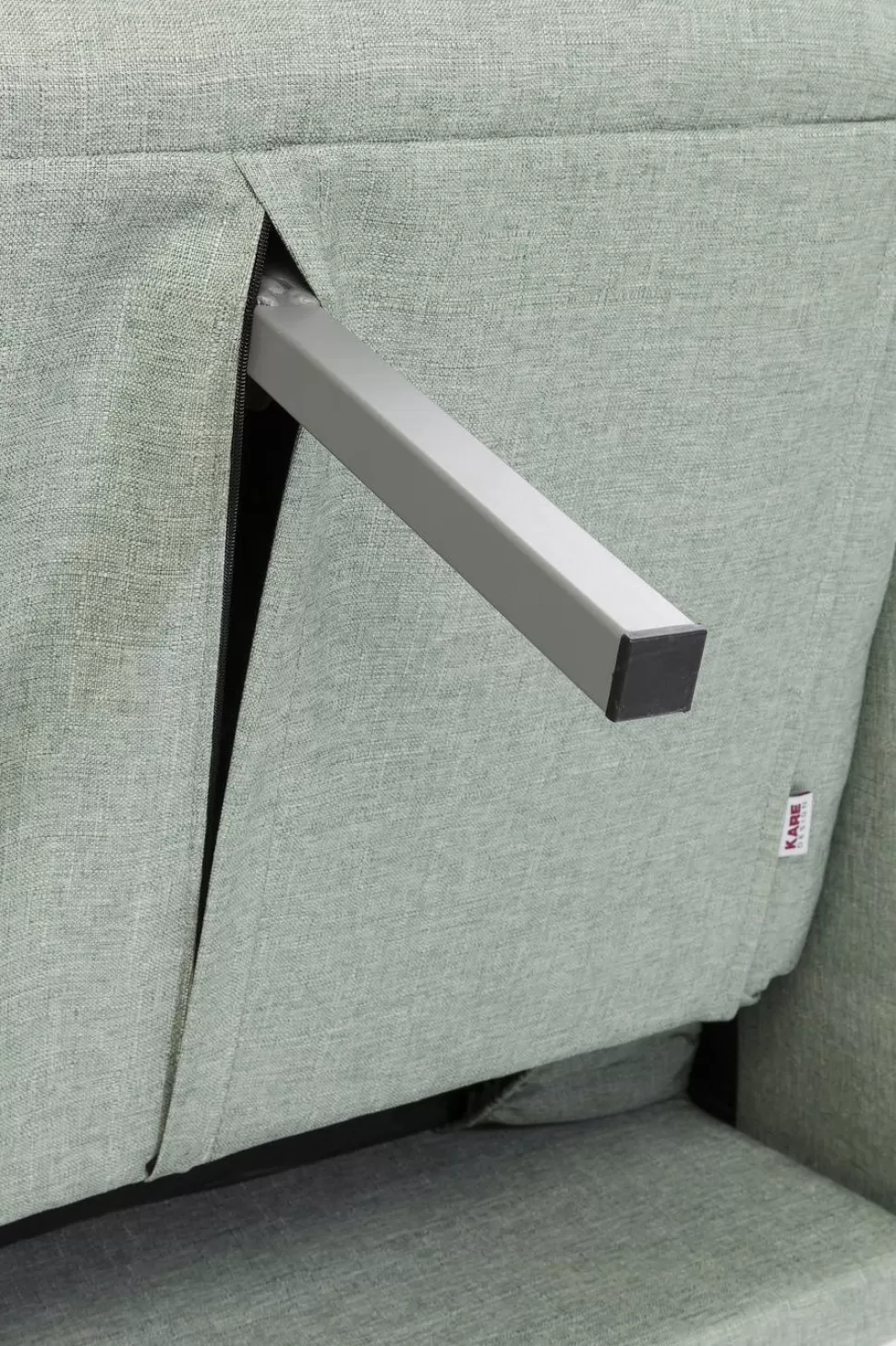 Sofy-KARE Design Sofa Rozkładana Z Podłokietnikami 222x86 Cm Jasnozielona Na Brązowych Nóżkach