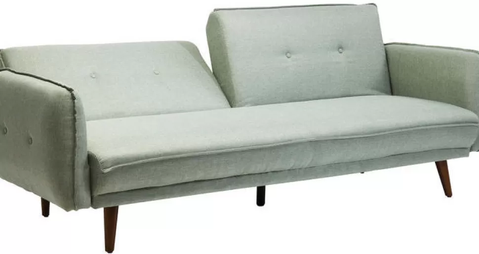 Sofy-KARE Design Sofa Rozkładana Z Podłokietnikami 222x86 Cm Jasnozielona Na Brązowych Nóżkach