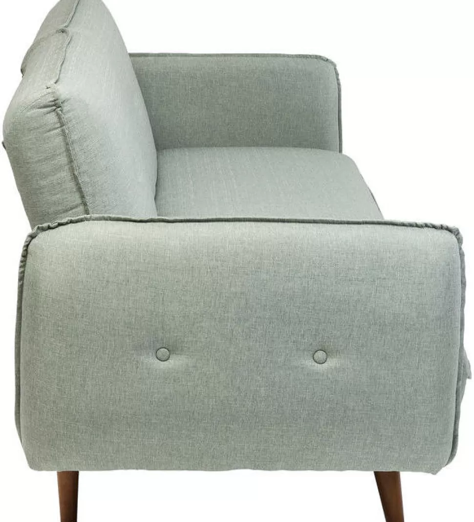 Sofy-KARE Design Sofa Rozkładana Z Podłokietnikami 222x86 Cm Jasnozielona Na Brązowych Nóżkach