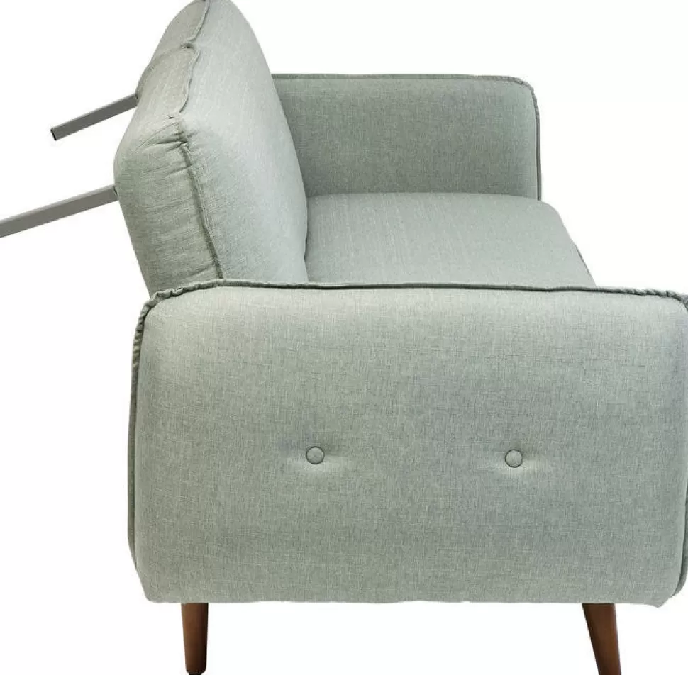 Sofy-KARE Design Sofa Rozkładana Z Podłokietnikami 222x86 Cm Jasnozielona Na Brązowych Nóżkach