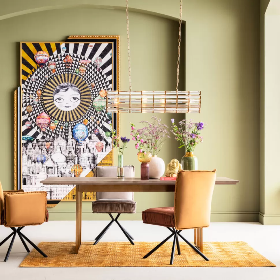 Stoły-KARE Design Stół Cesaro 200x100 Cm Naturalny - Nogi Złote