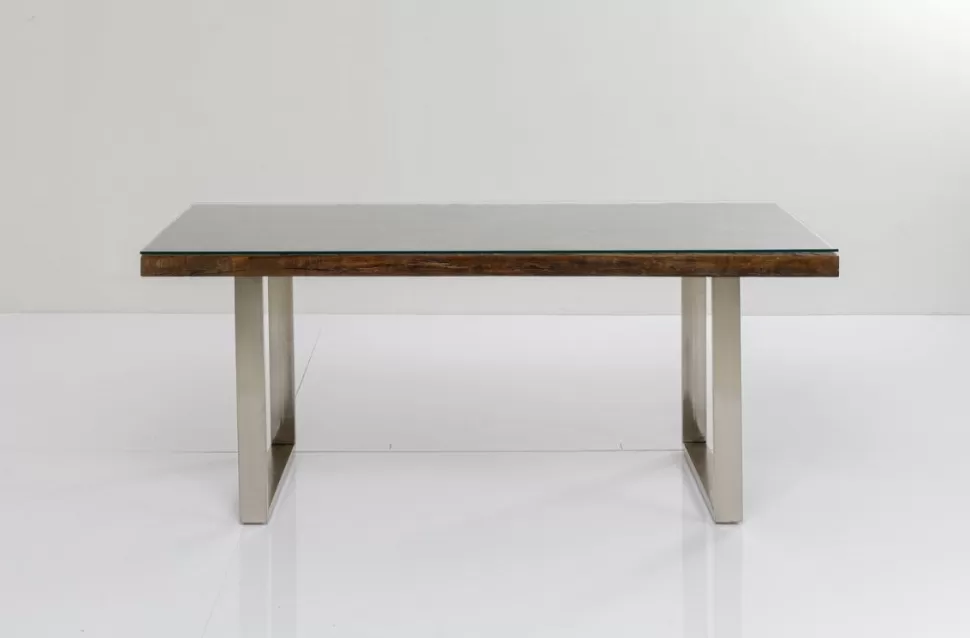 Stoły-KARE Design Stół Conley 180x90 Cm Brązowy Nogi Chromowane