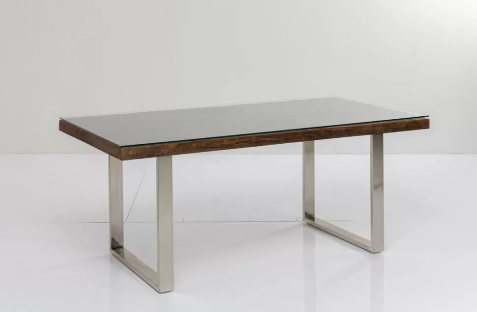 Stoły-KARE Design Stół Conley 180x90 Cm Brązowy Nogi Chromowane