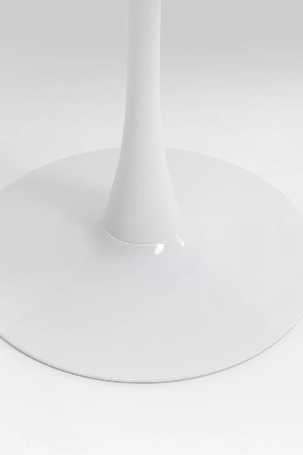 Stoły-KARE Design Stół Do Jadalni Biały Blat MDF Imitacja Marmuru Noga Biała Stalowa Ø110 Cm