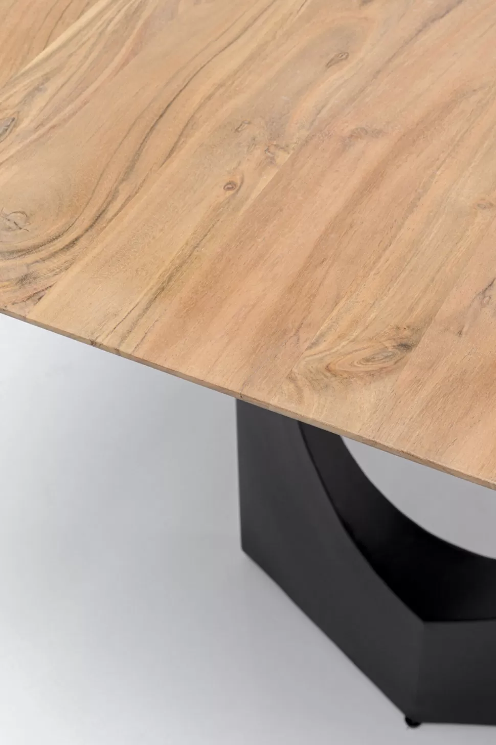 Stoły-KARE Design Stół Do Jadalni Blat Z Drewna Akacjowego Nogi Czarna Stal 180x90 Cm