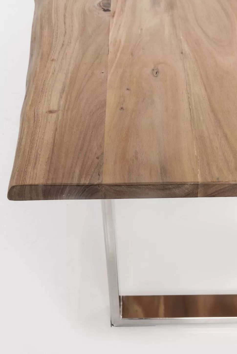 Stoły-KARE Design Stół Do Loftu 6-8 Osobowy Blat Z Drewna Akacjowego Nogi Czarne Stalowe 180x90 Cm