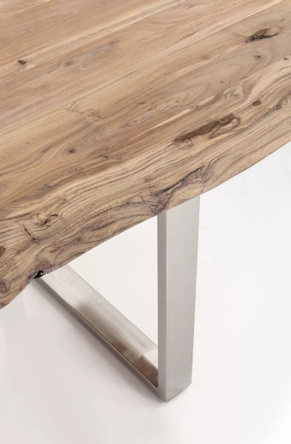 Stoły-KARE Design Stół Do Loftu 6-8 Osobowy Blat Z Drewna Akacjowego Nogi Czarne Stalowe 180x90 Cm