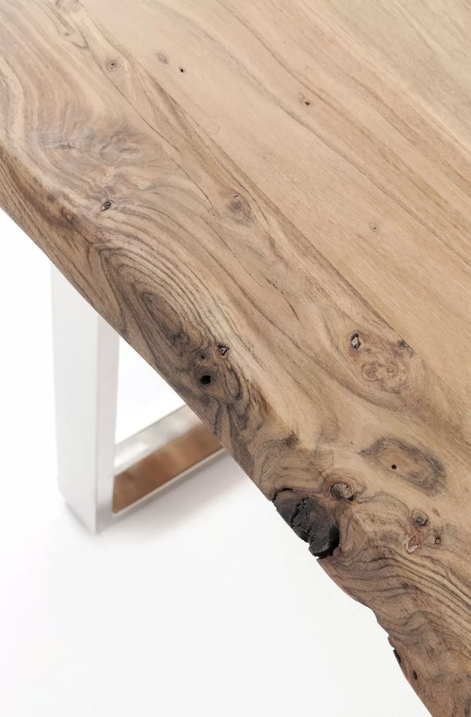 Stoły-KARE Design Stół Do Loftu 6-8 Osobowy Blat Z Drewna Akacjowego Nogi Czarne Stalowe 180x90 Cm
