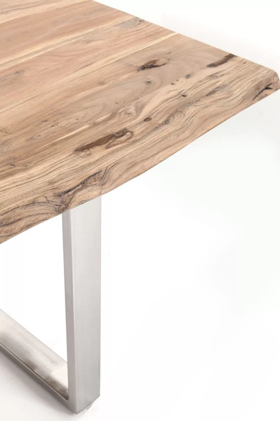 Stoły-KARE Design Stół Do Loftu 6-8 Osobowy Blat Z Drewna Akacjowego Nogi Czarne Stalowe 180x90 Cm