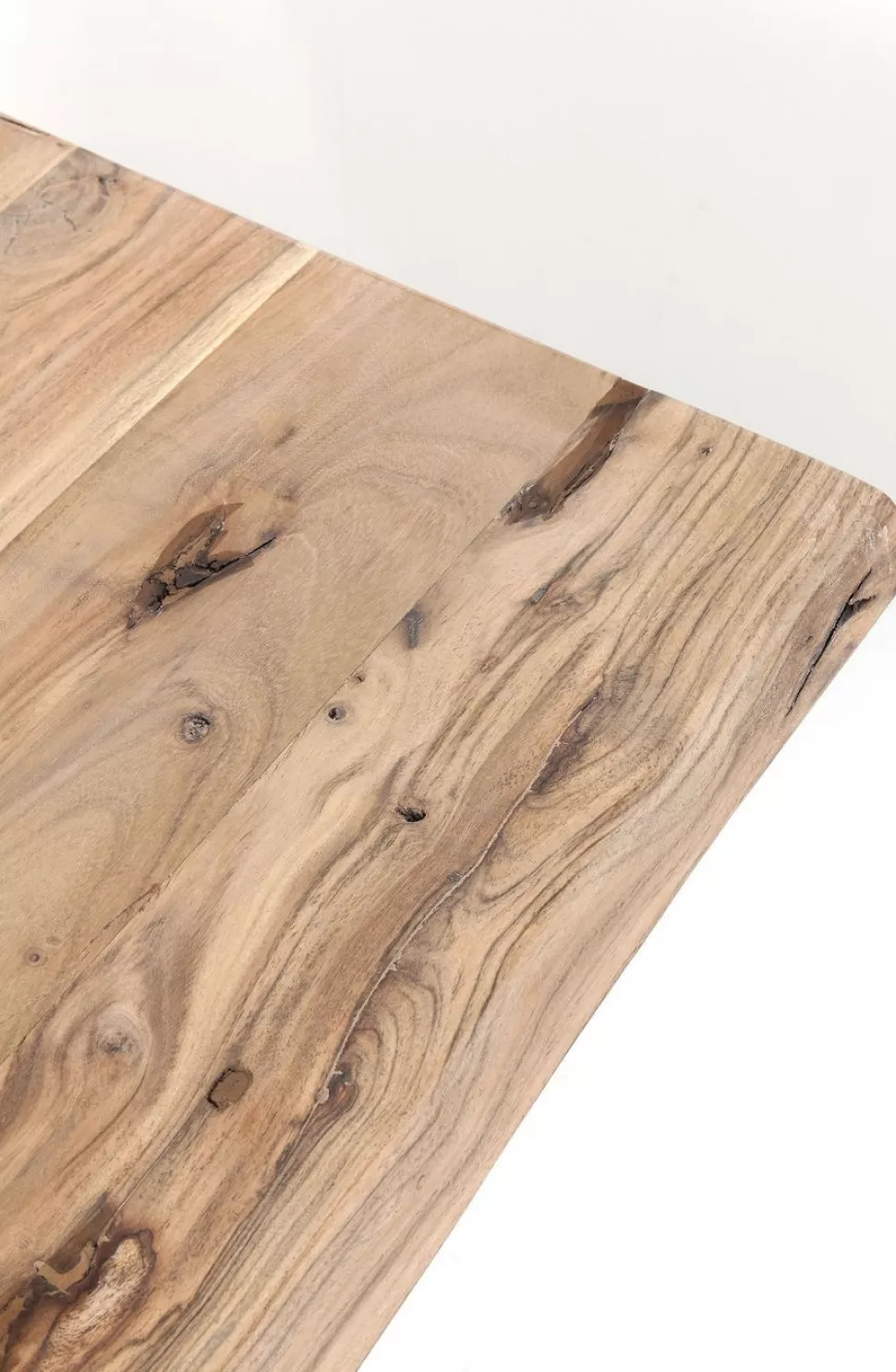 Stoły-KARE Design Stół Do Loftu 6-8 Osobowy Blat Z Drewna Akacjowego Nogi Czarne Stalowe 180x90 Cm