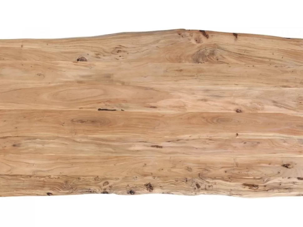 Stoły-KARE Design Stół Do Loftu 6-8 Osobowy Blat Z Drewna Akacjowego Nogi Czarne Stalowe 180x90 Cm