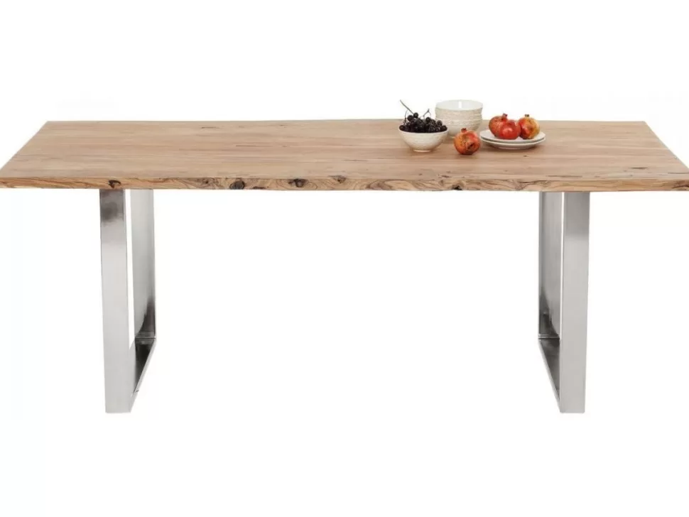 Stoły-KARE Design Stół Harmony 180x90 Cm Akacja Nogi Chromowe Matowe