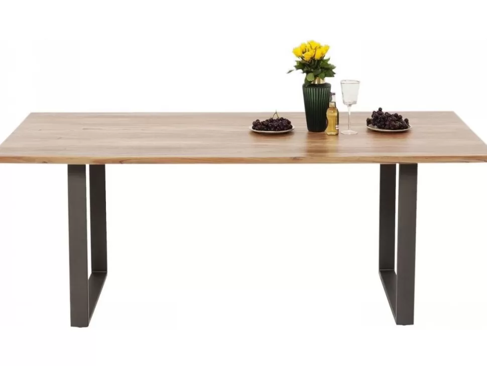 Stoły-KARE Design Stół Industrialny Do Jadani Z Drewnianym Blatem I Metalowymi Szarymi Nogami 200x100 Cm