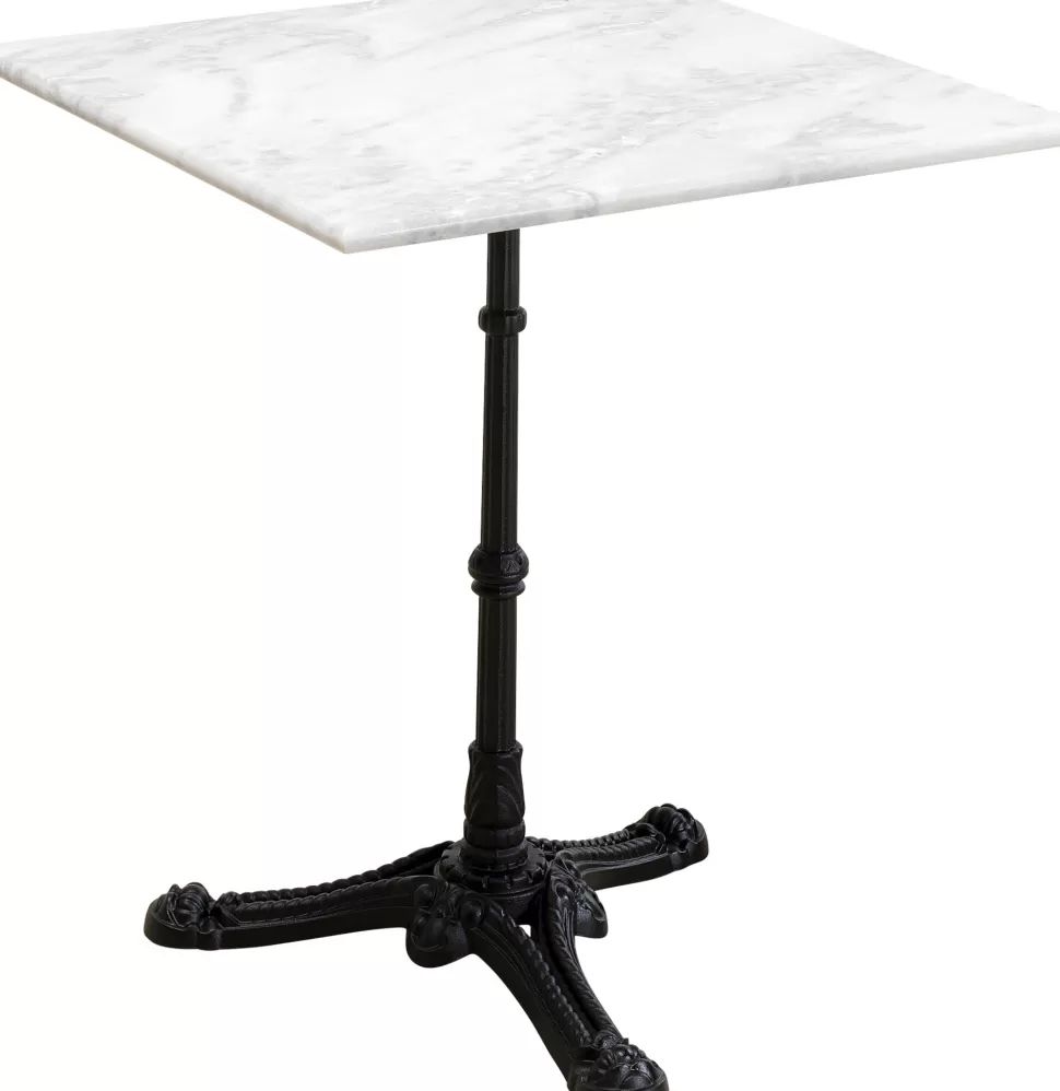 Stoły | Stoły Barowe-KARE Design Stół Ogrodowy Z Białym Marmurowym Blatem Noga Czarna Stalowa 60x60 Cm