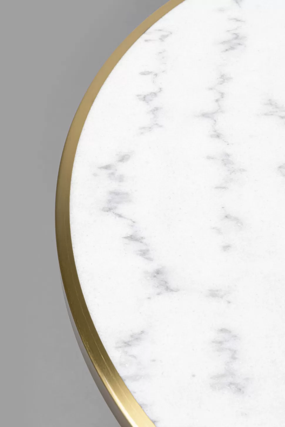 Stoły-KARE Design Stół Okrągły Glamour Blat Biały Marmurowy Podstawa Czarno-złota Ø70 Cm