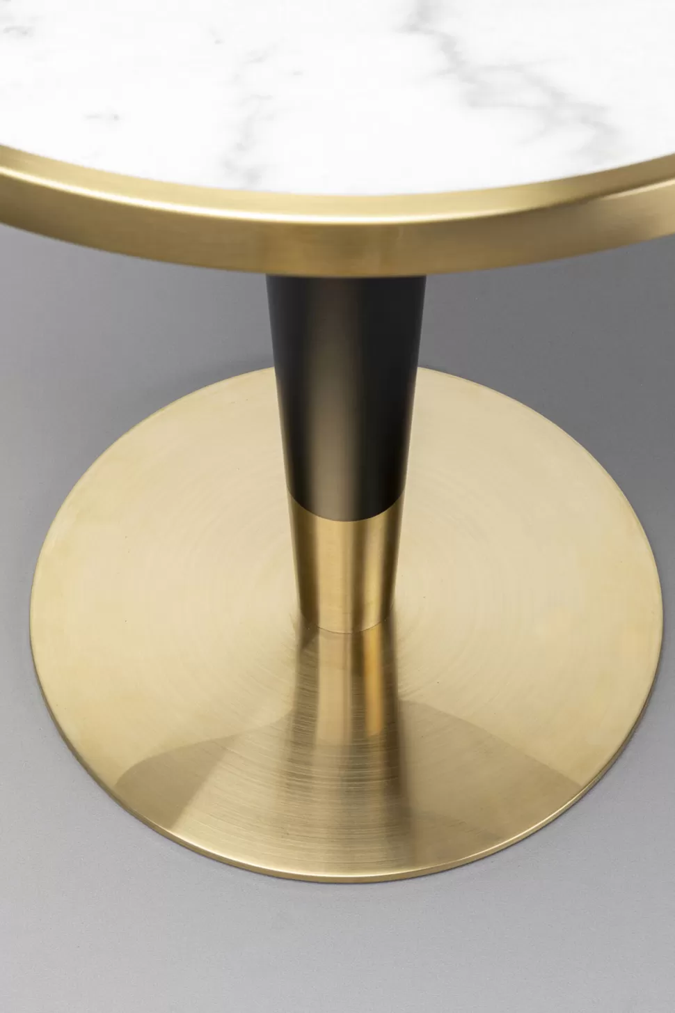 Stoły-KARE Design Stół Okrągły Glamour Blat Biały Marmurowy Podstawa Czarno-złota Ø70 Cm