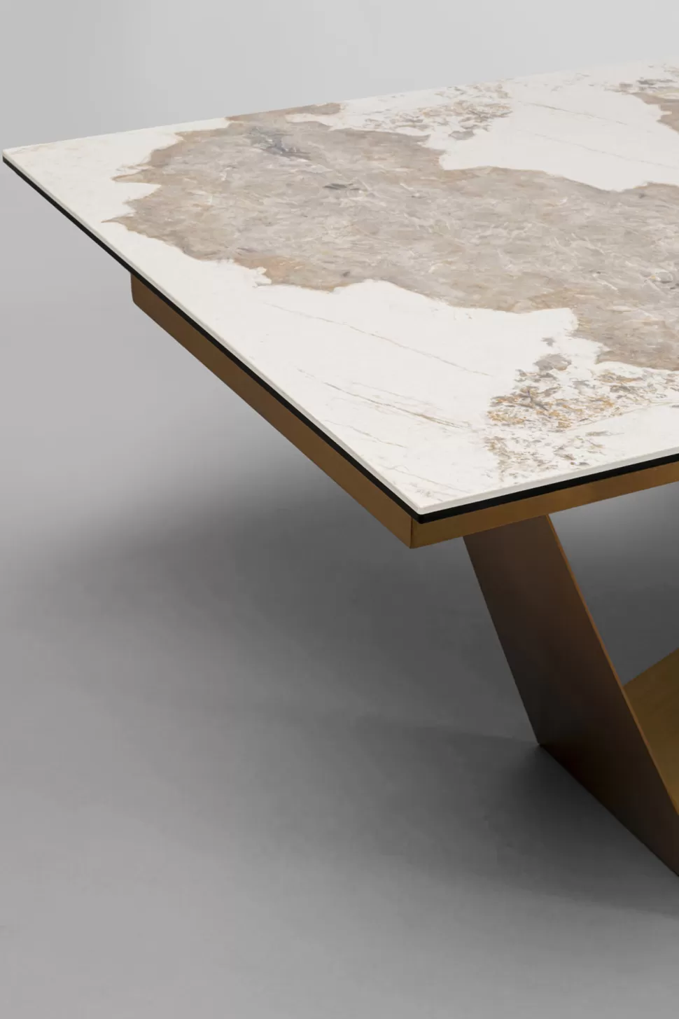 Stoły-KARE Design Stół Rozkładany Blat Szkło I Kamionka Nogi Stal Nierdzewna 200-260x100 Cm
