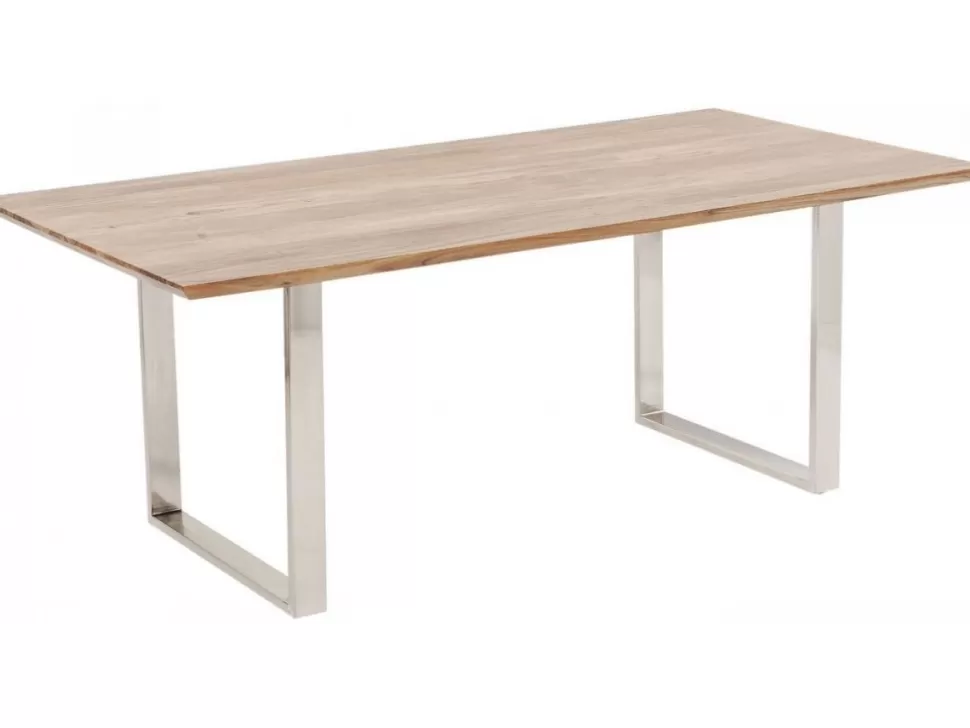 Stoły-KARE Design Stół Symphony 160x80 Cm Akacja Nogi Chromowe