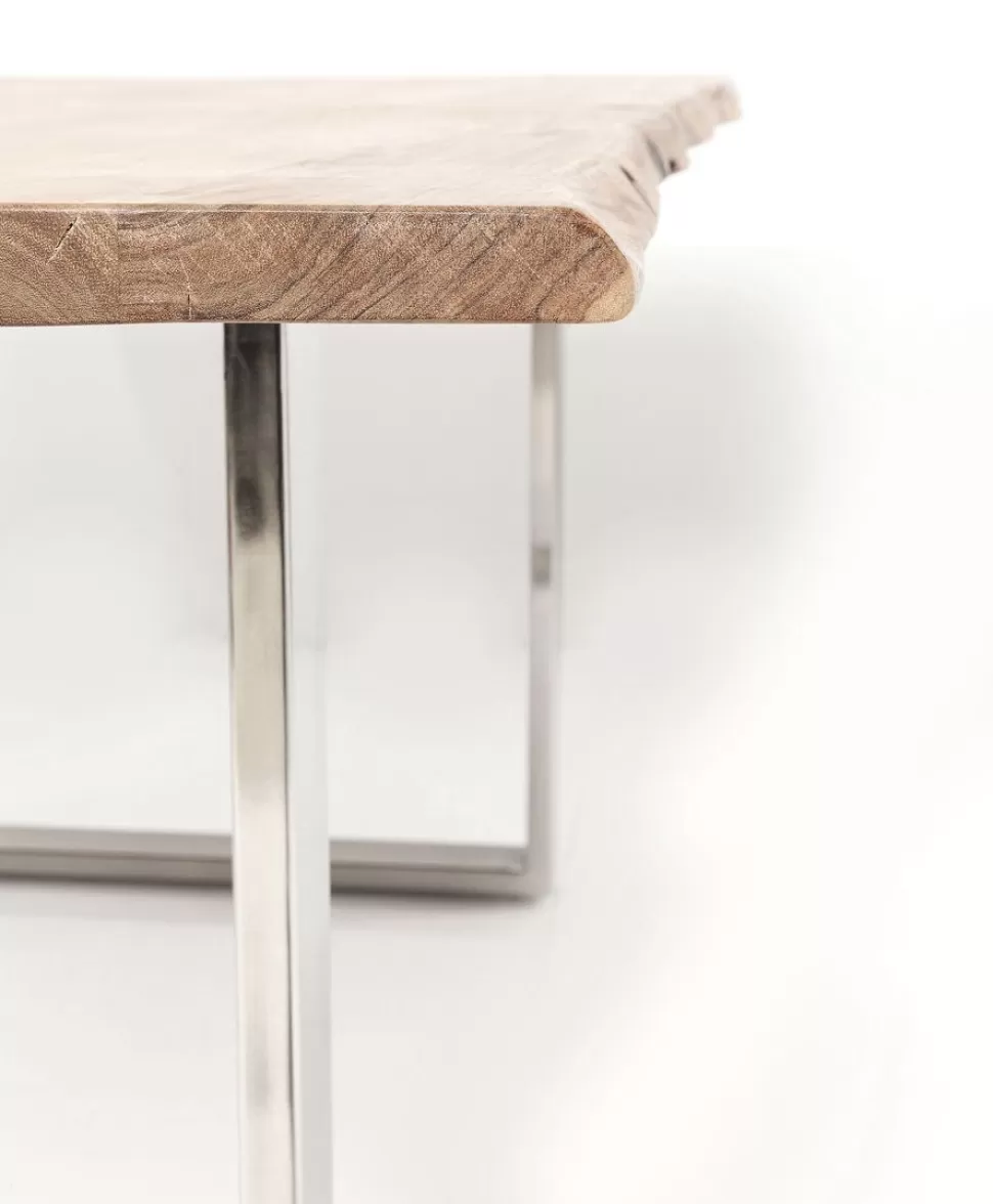 Stoły-KARE Design Stół Z Drewnianym Naturalnym Blatem I Czarnymi Metalowymi Nogami 200x100 Cm