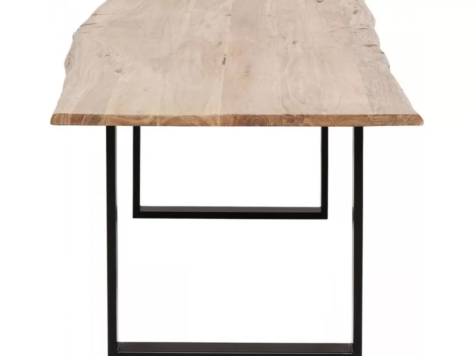 Stoły-KARE Design Stół Z Drewnianym Naturalnym Blatem I Czarnymi Metalowymi Nogami 200x100 Cm