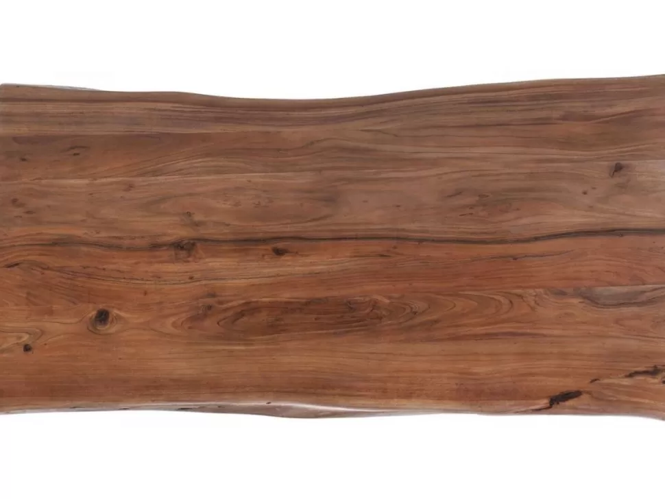 Stoły-KARE Design Stół Z Drewnianym Naturalnym Blatem I Szarymi Metalowymi Nogami 160x80 Cm