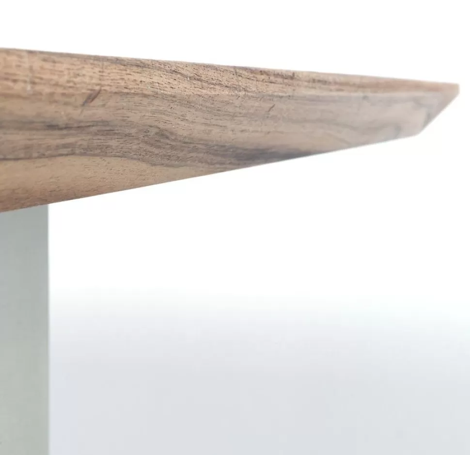 Stoły-KARE Design Stół Z Drewnianym Naturalnym Blatem I Szarymi Metalowymi Nogami 200x100 Cm