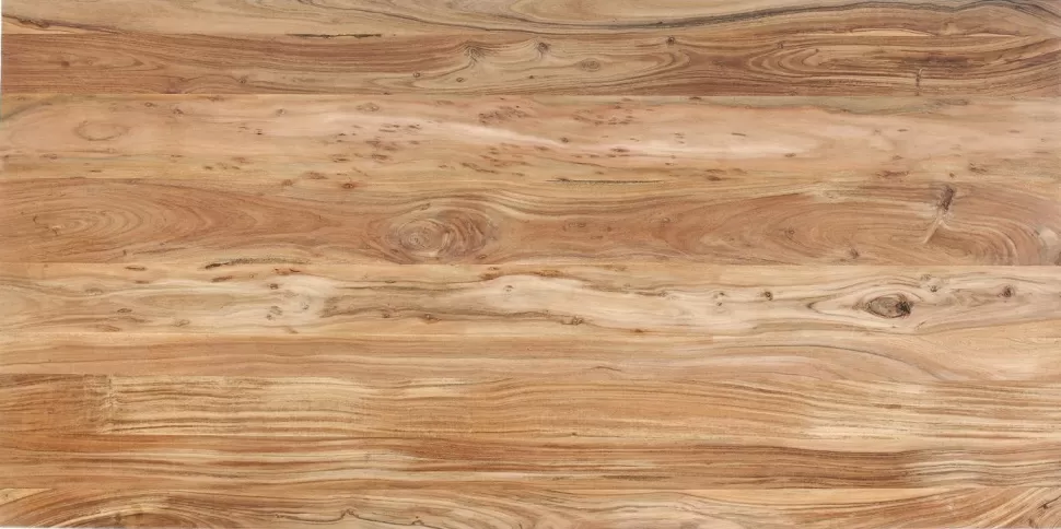 Stoły-KARE Design Stół Z Drewnianym Naturalnym Blatem I Szarymi Metalowymi Nogami 200x100 Cm