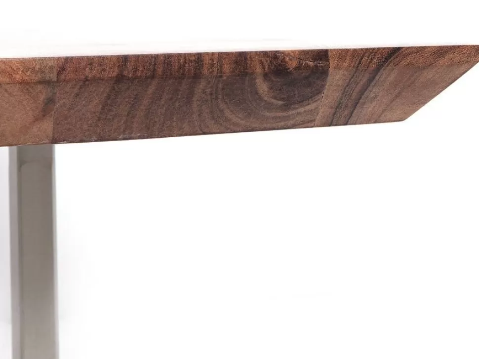 Stoły-KARE Design Stół Z Drewnianym Naturalnym Blatem I Szarymi Metalowymi Nogami 200x100 Cm