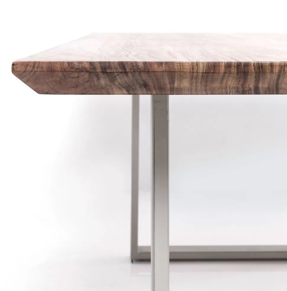 Stoły-KARE Design Stół Z Drewnianym Naturalnym Blatem I Szarymi Metalowymi Nogami 200x100 Cm