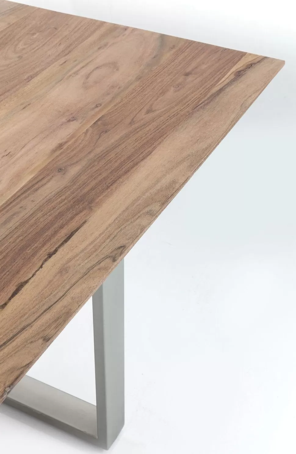 Stoły-KARE Design Stół Z Drewnianym Naturalnym Blatem I Szarymi Metalowymi Nogami 200x100 Cm