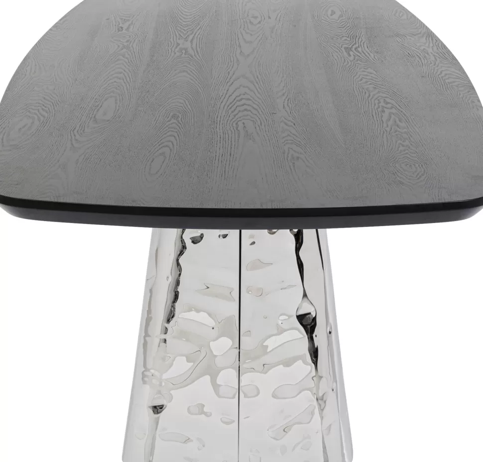 Stoły-KARE Design Stół Z Fornirowanym Czarnym Blatem I Srebrną Podstawą 220x110 Cm