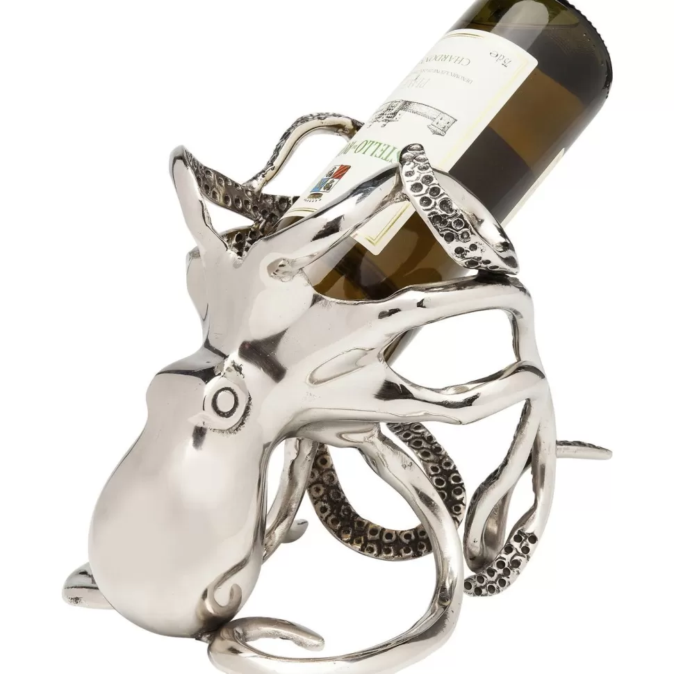 Stojaki Na Wino-KARE Design Stojak Na Wino Octopus 17x24 Cm Srebrny