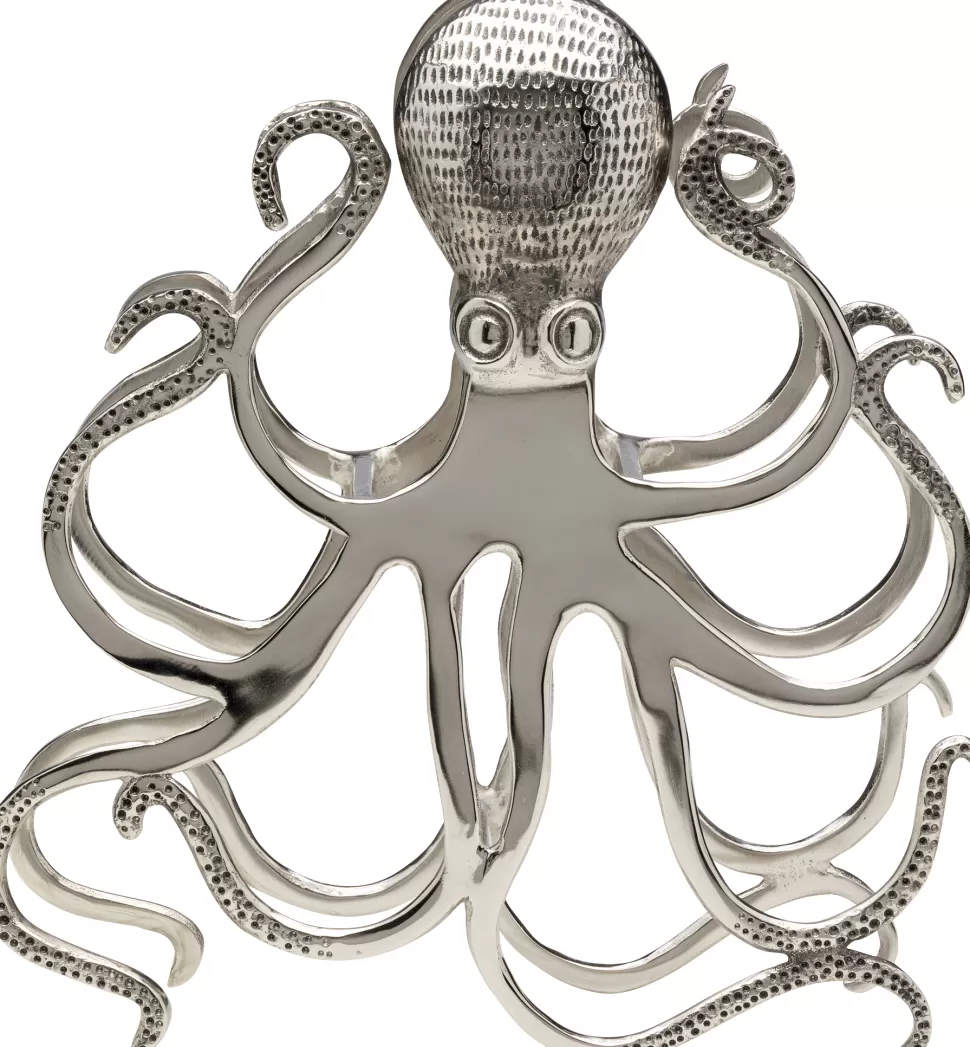Stojaki Na Wino-KARE Design Stojak Na Wino Srebrny Z Aluminium Kształt Ośmiornicy 44x49 Cm