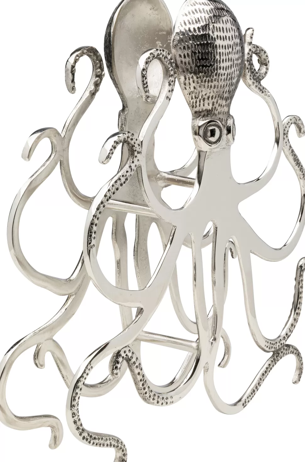 Stojaki Na Wino-KARE Design Stojak Na Wino Srebrny Z Aluminium Kształt Ośmiornicy 44x49 Cm