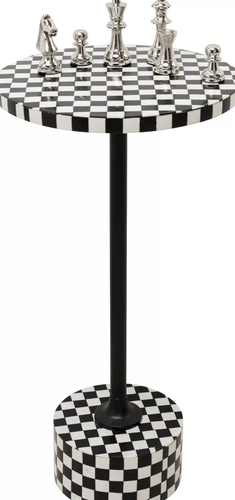Stoliki Kawowe-KARE Design Stolik Domero Chess Ø25xH50 Cm Czarno-biały