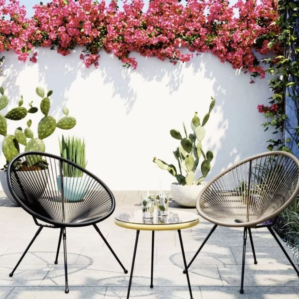 Stoliki Kawowe-KARE Design Stolik Kawowy Acapulco Ø50 Cm Naturalny - Blat Szklany