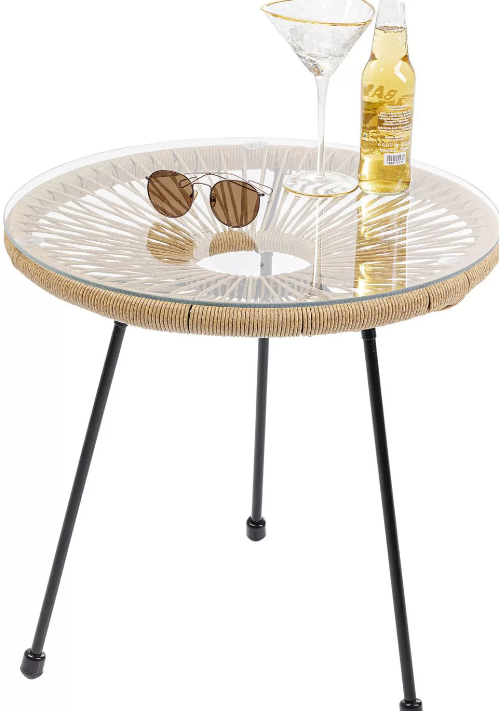 Stoliki Kawowe-KARE Design Stolik Kawowy Acapulco Ø50 Cm Naturalny - Blat Szklany