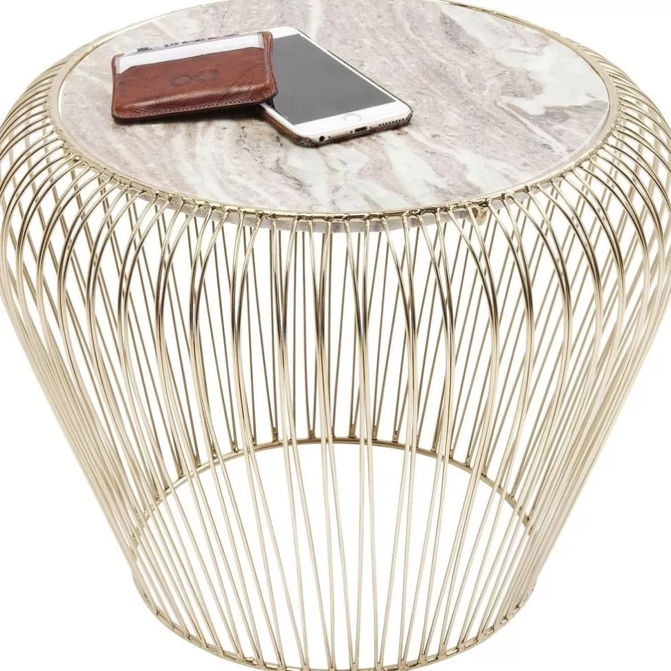 Stoliki Kawowe-KARE Design Stolik Kawowy Beam Grey Marble Ø43 Cm Szary