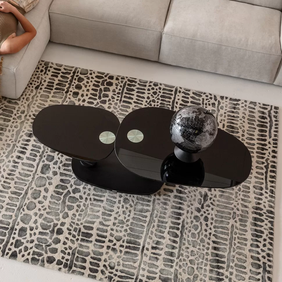 Stoliki Kawowe-KARE Design Stolik Kawowy Blaty Szklane Obrotowy Czarny 150x58 Cm