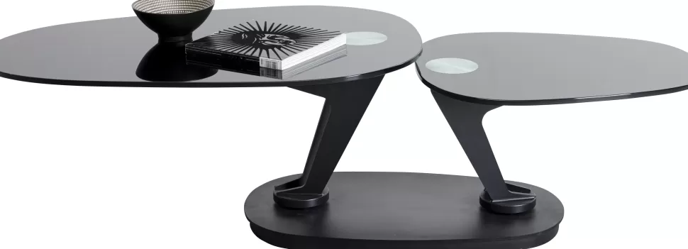 Stoliki Kawowe-KARE Design Stolik Kawowy Blaty Szklane Obrotowy Czarny 150x58 Cm