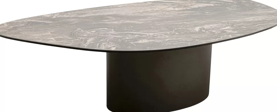 Stoliki Kawowe-KARE Design Stolik Kawowy Brązowy Blat Kamionkowy Podstawa Stalowa 150x86 Cm