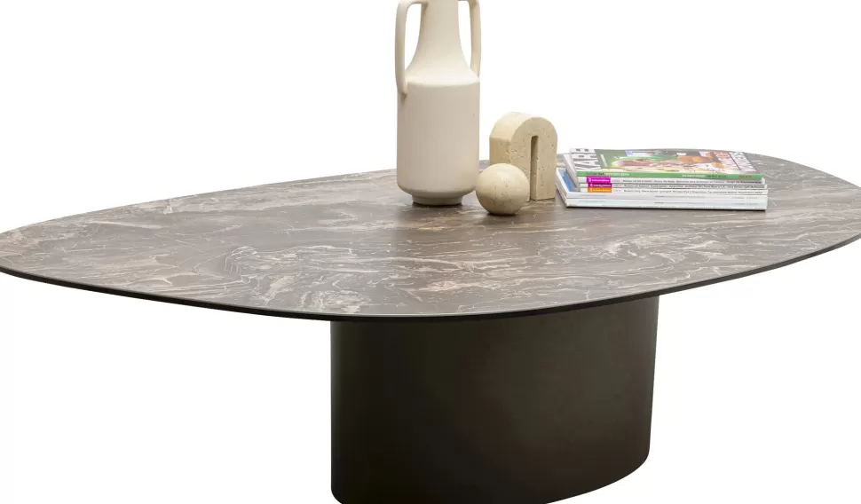 Stoliki Kawowe-KARE Design Stolik Kawowy Brązowy Blat Kamionkowy Podstawa Stalowa 150x86 Cm