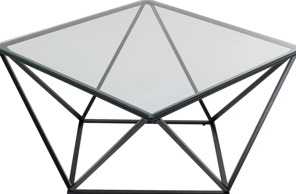 Stoliki Kawowe-KARE Design Stolik Kawowy Cristallo 80x80 Cm Czarny - Blat Szklany