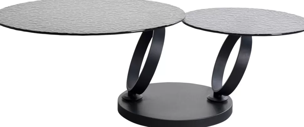 Stoliki Kawowe-KARE Design Stolik Kawowy Czarny Z 2 Szklanymi Blatami Obrotowymi 133x80 Cm
