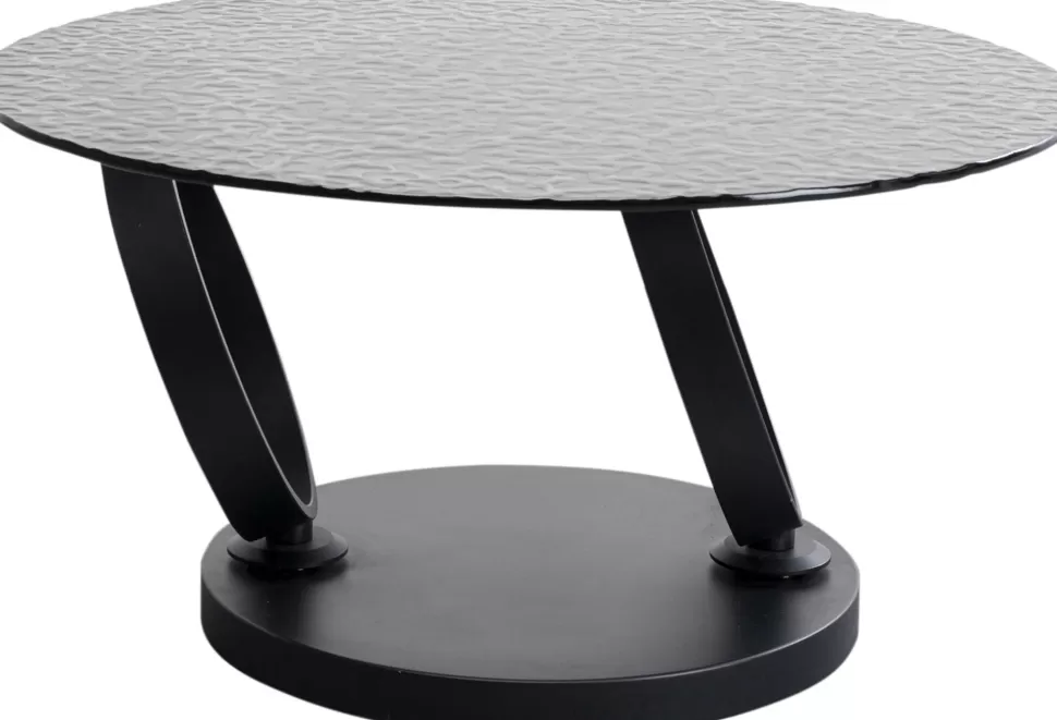 Stoliki Kawowe-KARE Design Stolik Kawowy Czarny Z 2 Szklanymi Blatami Obrotowymi 133x80 Cm