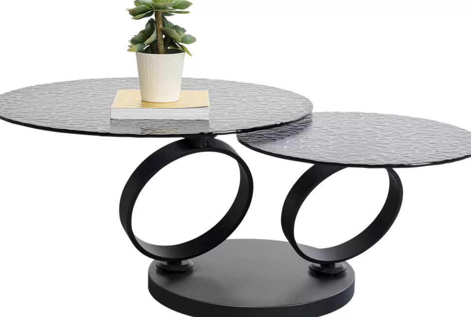 Stoliki Kawowe-KARE Design Stolik Kawowy Czarny Z 2 Szklanymi Blatami Obrotowymi 133x80 Cm