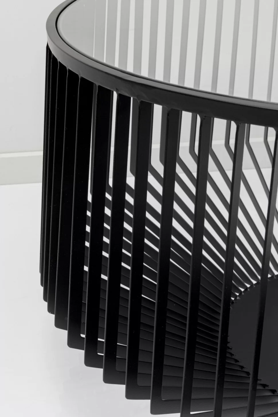 Stoliki Kawowe-KARE Design Stolik Kawowy Loft Stal Czarna I Szkło Transparentne Ø80 Cm