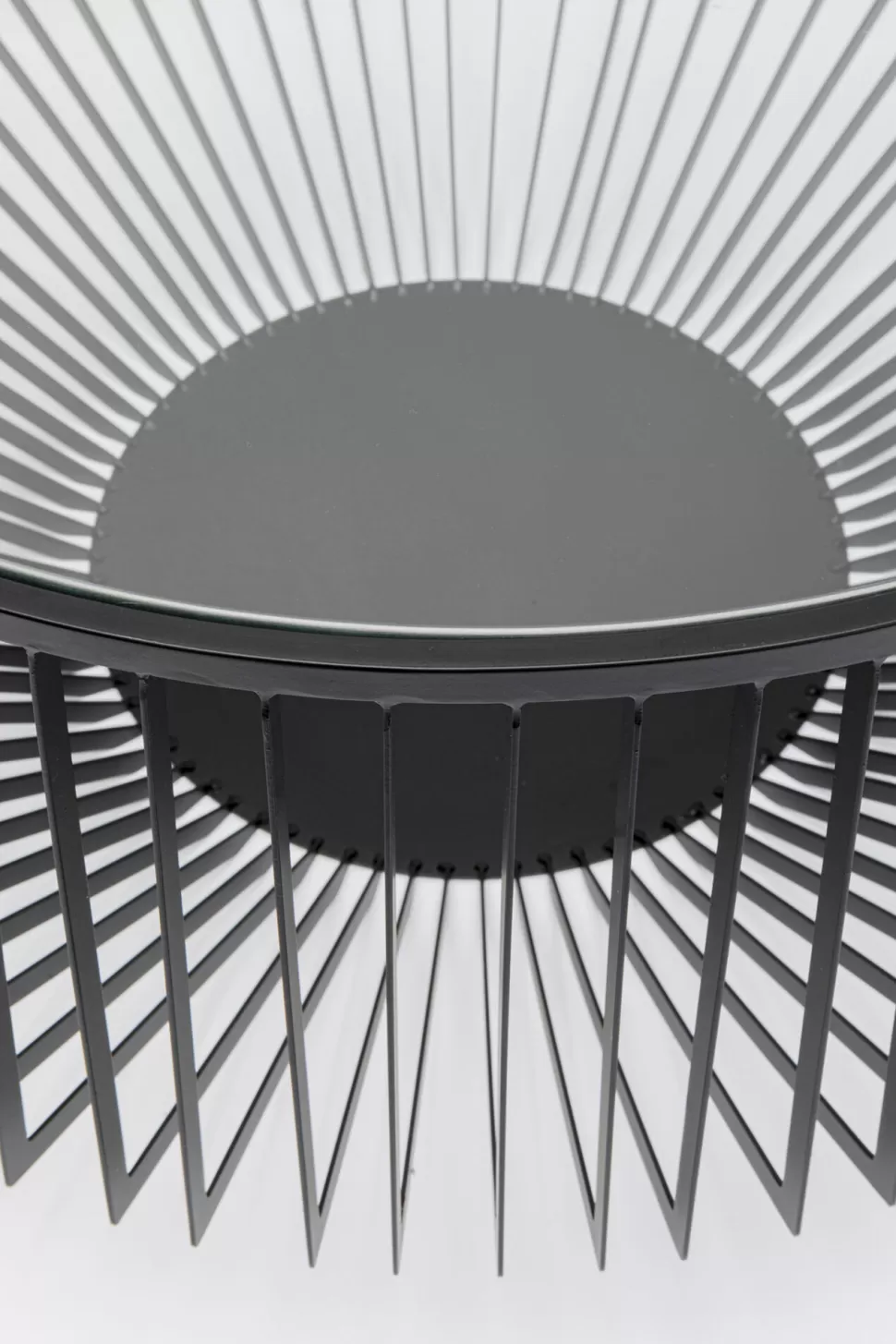 Stoliki Kawowe-KARE Design Stolik Kawowy Loft Stal Czarna I Szkło Transparentne Ø80 Cm