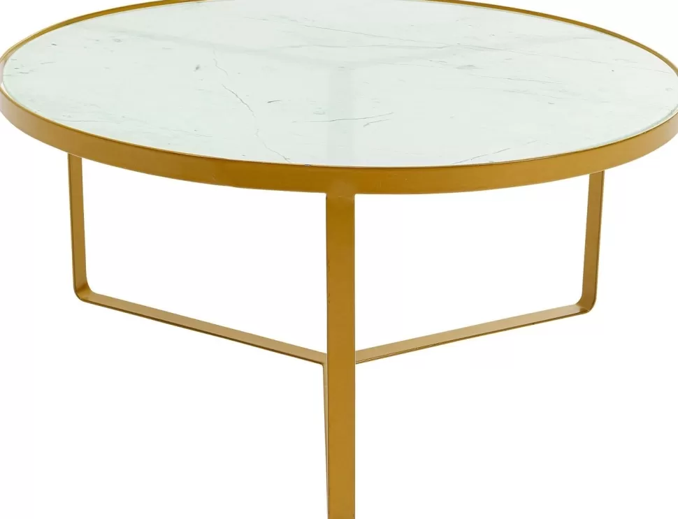 Stoliki Kawowe-KARE Design Stolik Kawowy Marble Ø55xH38 Cm Złoty